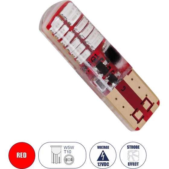 GloboStar ����� ����������� LED STROBE T10 W5W 24xSMD3014 1W 120lm 360� DC 12-16V IP20 �1 x �3.2cm ������� - (08341)