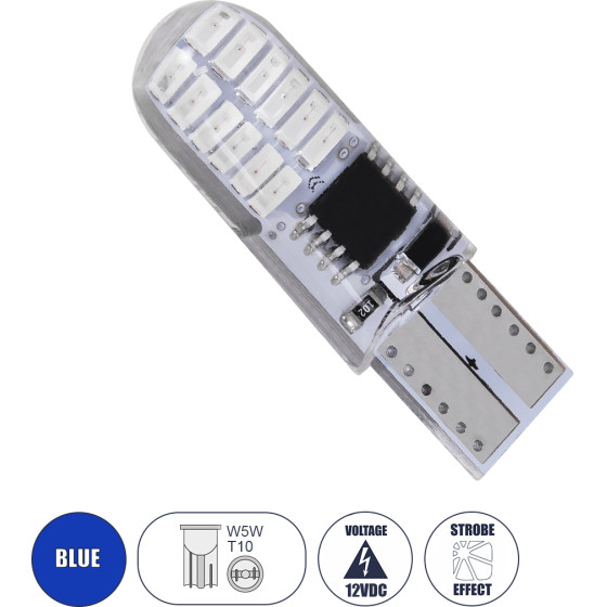 GloboStar ����� ����������� LED STROBE T10 W5W 24xSMD3014 1W 120lm 360� DC 12-16V IP20 �1 x �3.2cm ���� - (08342)