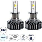 GloboStar H3 F2 Line KIT ������� �������� ����������� & �������� 3rd Generation Can-Bus Series LED CREE CXB COB 30/60W 7000lm DC 12V ��������� IP65 ����� ����� 6000K - (82021)