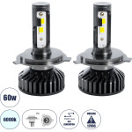 GloboStar H4 F2 Line KIT ������� �������� ����������� & �������� 3rd Generation Can-Bus Series LED CREE CXB COB 30/60W 7000lm DC 12V ��������� IP65 ����� ����� 6000K - (82022)