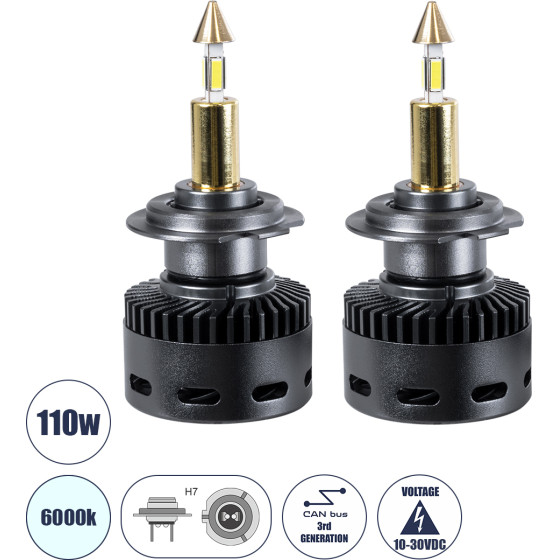 GloboStar H7 X10 360� Line KIT ������� �������� ����������� & �������� 3nd Generation Can-Bus Series LED CREE CXB 110W 22000lm DC 10-30V ��������� IP56 ����� ����� 6000K - (81505)