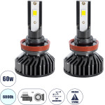 GloboStar H8 F2 Line KIT ������� �������� ����������� & �������� 3rd Generation Can-Bus Series LED CREE CXB COB 30/60W 7000lm DC 12V ��������� IP65 ����� ����� 6000K - (82024)