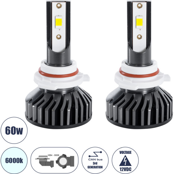 GloboStar HB4 9006 F2 Line KIT ������� �������� ����������� & �������� 3rd Generation Can-Bus Series LED CREE CXB COB 30/60W 7000lm DC 12V ��������� IP65 ����� ����� 6000K - (82030)