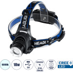 GloboStar ����� ������� ����������������� LED CREE XML2-T6 Chip 10 Watt 800lm �� 2 x 18650 ��������� 5200mAh - ����� ����� 6000K - �8.5 x �6.5 x �7cm - (79055)