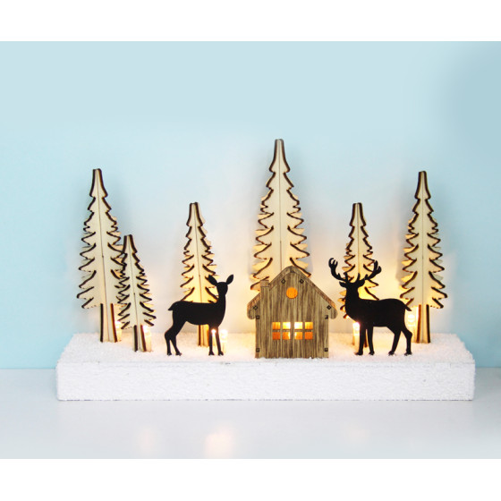 Aca ''PLYWOOD CHRISTMAS TREE 3'' 10 LED WW �/��� ��/���� (2AA) IP20 26X7.5X16CM - (X05101118)