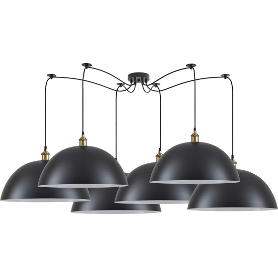 Homelighting SE21-BR-10-BL6-MS50 Magnum Bronze Metal Pendant Black Shade With Black Fabric Cable+ - (77-8700)