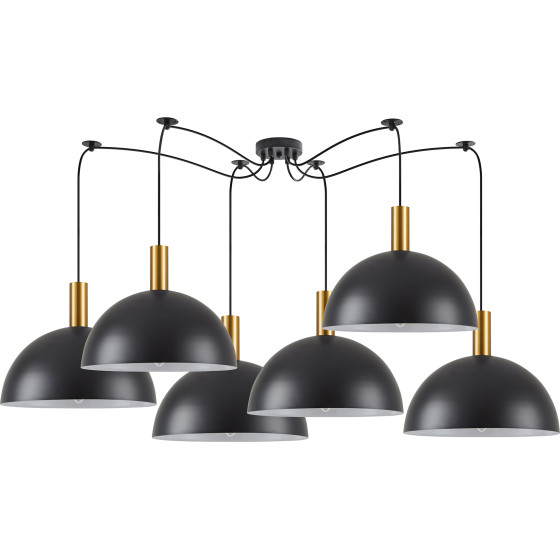 Homelighting SE21-GM-4-BL6-MS40 Adept Tube Gold Matt Pendant Black Metal Shade+ - (77-8589)