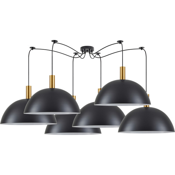 Homelighting SE21-GM-4-BL6-MS50 Adept Tube Gold Matt Pendant Black Metal Shade+ - (77-8593)