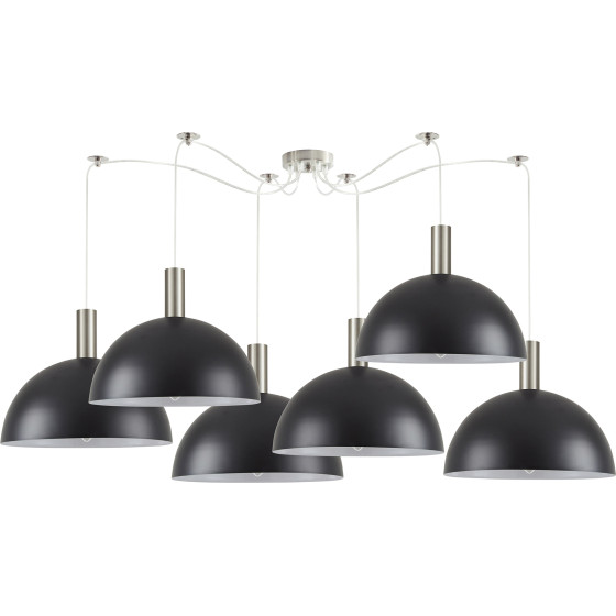 Homelighting SE21-NM-4-NM6-MS40 Adept Tube Nickel Matt Pendant Black Metal Shade+ - (77-8407)