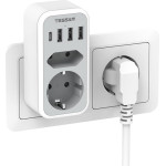 Tessan 6 In 1 Wall Socket 1xSCHUKO, 1xEu Socket ,3xUSB, 1xTYPE-C - (TS-328-DE-C)