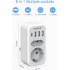 Tessan 6 In 1 Wall Socket 1xSCHUKO, 1xEu Socket ,3xUSB, 1xTYPE-C - (TS-328-DE-C)