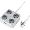 Tessan 7 In 1 Power Strip 4xSCHUKO, 2xUSB, 1xTYPE-C, 2M Cable - (TS-302-C)