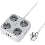 Tessan 7 In 1 Power Strip 4xSCHUKO, 2xUSB, 1xTYPE-C, 2M Cable - (TS-302-C)