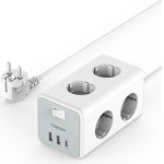 Tessan 9 In 1 Cuboid Power Strip 6xSCHUKO, 2xUSB, 1xTYPE-C, 2M Cable - (TS-306-C)
