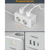 Tessan 9 In 1 Cuboid Power Strip 6xSCHUKO, 2xUSB, 1xTYPE-C, 2M Cable - (TS-306-C)