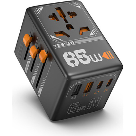 Tessan Gan Universal Travel Adapter 2xUSB, 2xTYPE-C Max 65W - (TS-WTA03)