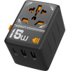 Tessan Universal Travel Adapter 2xUSB, 1xTYPE-C Max 15W - (TS-WTA01)