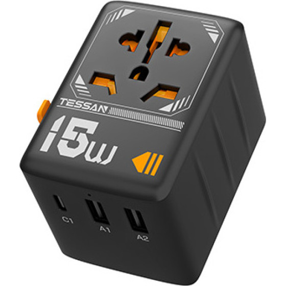 Tessan Universal Travel Adapter 2xUSB, 1xTYPE-C Max 15W - (TS-WTA01)
