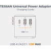 Tessan Universal Travel Adapter 2xUSB, 1xTYPE-C Max 15W - (TS-WTA01)