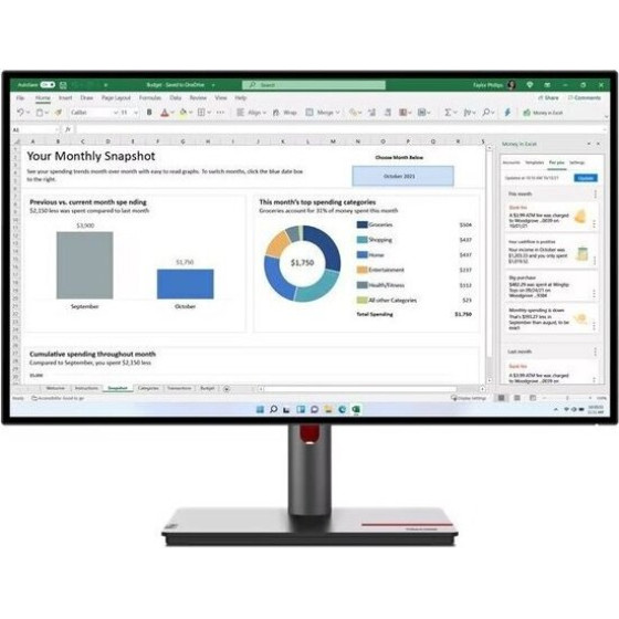 Lenovo Monitor Thinkvision P27q-30 27'' Qhd IPS, HDMi,Display Port, USB, Height adjustable,3YEarsw - (63A2GAT1EU)