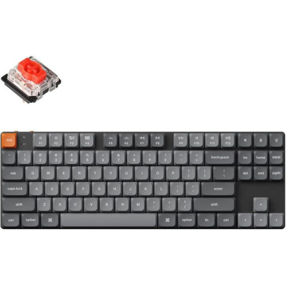 Keychron K1 Max Ansi 80% Tkl Black Full Assembled Red Switch Rgb Hot-Swap Wired Low Profile - (K1M-H1)