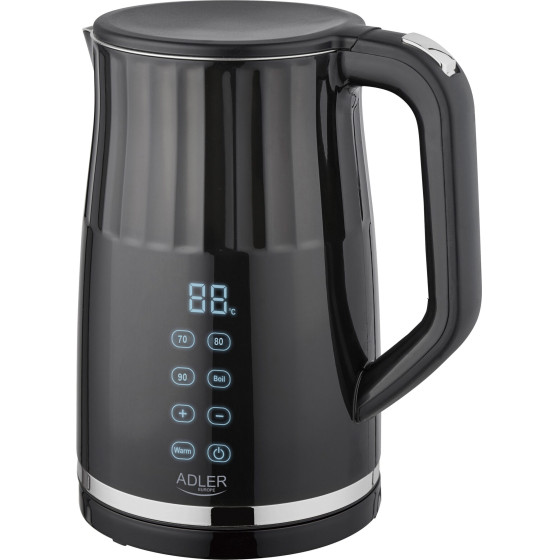 Adler Led Electric Kettle With Temperature Control 1.7L Black - (AD1350)