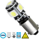 GloboStar BA9S - T4W ����� ����������� 2nd Generation Can-Bus Series Led 5 Smd 5050 2W 300lm 360� Dc 12V IP20 ����� ����� 6000K - (81288)
