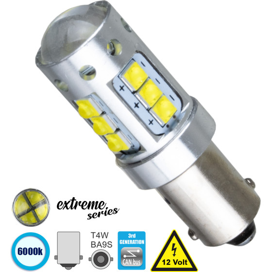 GloboStar BA9S - T4W ����� ����������� 3rd Generation Can-Bus Extreme Series Led 16 Cree Xbd 15W 2115lm 360� Dc 12V IP20 ����� ����� 6000K - (81295)