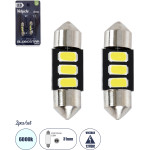 GloboStar C5W ������ ����������� Led 31mm Festoon - 3xSMD5630 1.5W 225lm 120� Dc 12-16V IP20 �3.1 x �0.9 x �0.9cm ����� ����� 6000K - ��� 2 �������� �� Blister - (81301-B)