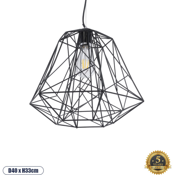GloboStar Grid Vintage Industrial K������� ��������� ������ �������� 1 x E27 AC220-240V - �40 x �33cm - ����� ��������� ������ - (01022)