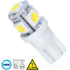 GloboStar T10 W5W ����� ����������� Led 5xSMD5050 1.3W 110lm 360� Dc 12-16V IP20 �1.2 x �2.7cm ����� ����� 6000K - (81050)