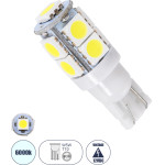 GloboStar T10 W5W ����� ����������� Led 9xSMD5050 2.1W 198lm 360� Dc 12-16V IP20 �1.2 x �3.1cm ����� ����� 6000K - (81056)
