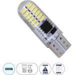 GloboStar T10 W5W ����� ����������� Led Strobe 24xSMD3014 1W 150lm 360� Dc 12-16V IP20 �1 x �3.2cm ����� ����� 6000K - (81058)