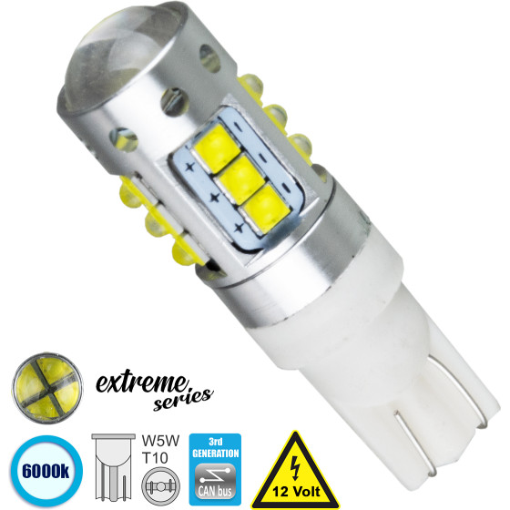 GloboStar T10 W5W ����� ����������� 3rd Generation Can-Bus Extreme Series Led 16 Cree Xbd 15W 2115lm 360� Dc 12V IP20 ����� ����� 6000K - (81120)