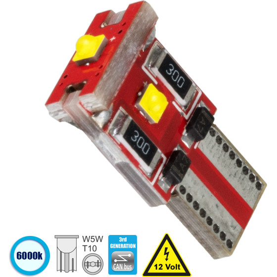 GloboStar T10 W5W ����� ����������� 3rd Generation Can-Bus Series Led 3 Cree XHP35 1W 846lm 360� Dc 12V IP20 ����� ����� 6000K - (81111)