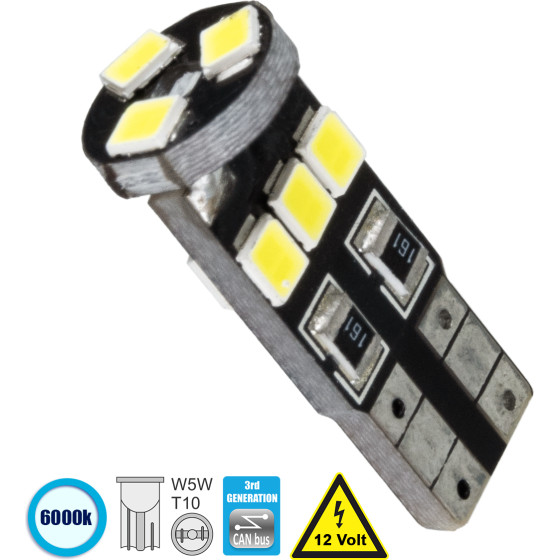 GloboStar T10 W5W ����� ����������� 3rd Generation Can-Bus Series Led 9 Smd 1210 2.8W 420lm 360� Dc 12V IP20 ����� ����� 6000K - (81113)