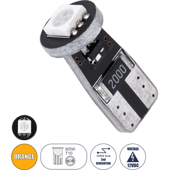 GloboStar T10 W5W ����� ����������� Led 2rd Generation Can-Bus Series 1xSMD5050 1.5W 120lm 120� Dc 12-16V IP20 �1 x H2.2cm ��������� - (95650)