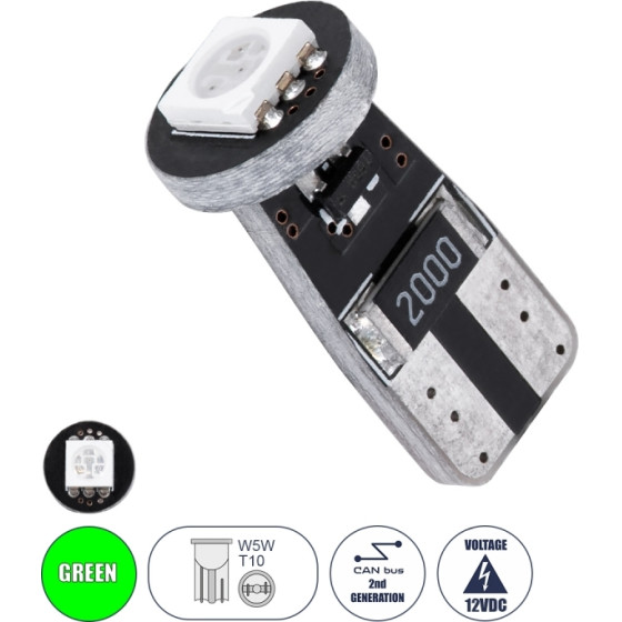 GloboStar T10 W5W ����� ����������� Led 2rd Generation Can-Bus Series 1xSMD5050 1.5W 120lm 120� Dc 12-16V IP20 �1 x H2.2cm ������� - (81083)