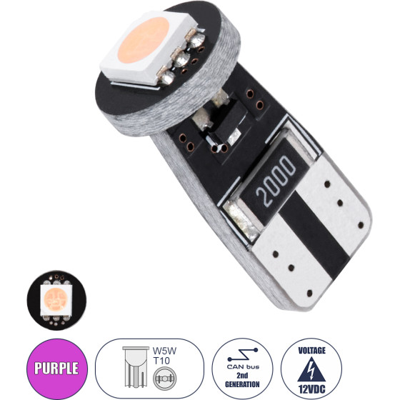 GloboStar T10 W5W ����� ����������� Led 2rd Generation Can-Bus Series 1xSMD5050 1.5W 120lm 120� Dc 12-16V IP20 �1 x H2.2cm ��� - (11151)