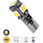 GloboStar T10 W5W ����� ����������� Led 2rd Generation Can-Bus Series 5xSMD5050 2.30W 300lm 360� Dc 12-16V IP20 �1.1 x �2.7cm ����� ����� 3000K - (81090)