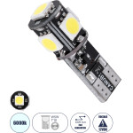 GloboStar T10 W5W ����� ����������� Led 2rd Generation Can-Bus Series 5xSMD5050 2.30W 300lm 360� Dc 12-16V IP20 �1.1 x �2.7cm ����� ����� 6000K - (81089)