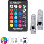 GloboStar T10 W5W ������ ����������� Led �� �������� ����������� Ir 6xSMD3535 2.5W 300lm 360� Dc 12-16V IP20 �1 x �3.5cm Rgbw - ��� 2 �������� �� Blister - (81062)