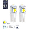 GloboStar T10 W5W ������ ����������� Led T10 5xSMD5050 2W 300lm 360� Dc 12-16V IP20 �1.1 x �2.8cm ����� ����� 6000K - ��� 2 �������� �� Blister - (81050-B)