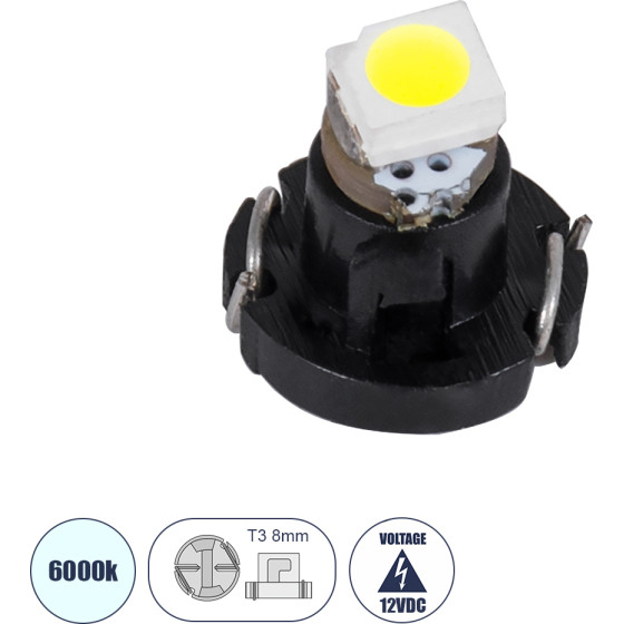 GloboStar T3 ����� ����������� Led 1xSMD1210 0.2W 40lm 120� Dc 12-16V IP20 �0.8 x �0.8 x �0.7mm ����� ����� 6000K - (81001)