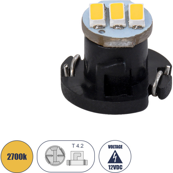 GloboStar T4.2 ����� ����������� Led 3xSMD4014 0.6W 120lm 120� Dc 12-16V IP20 �1 x �1 x �0.8cm ����� ����� 3000K - (81009)