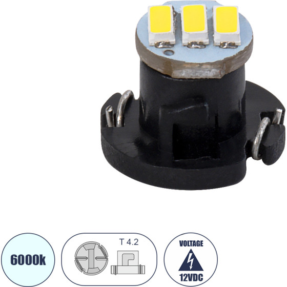 GloboStar T4.2 ����� ����������� Led 3xSMD4014 0.6W 120lm 120� Dc 12-16V IP20 �1 x �1 x �0.8cm ����� ����� 6000K - (81008)