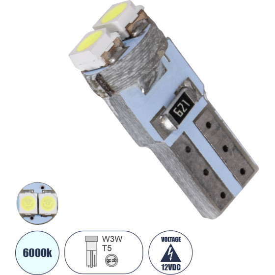 GloboStar T5 ����� ����������� Led 2xSMD1210 0.6W 90lm 120� Dc 12-16V IP20 �0.7 x �1.7cm ����� ����� 6000K - (81022)