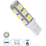 GloboStar T10 W5W ����� ����������� Led 13xSMD5050 2.8W 286lm 360� Dc 12-16V IP20 �1.2 x �4cm ����� ����� 6000K - (03040)