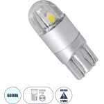 GloboStar T10 W5W ����� ����������� Led 2 Smd 3030 0.4W 60lm 360� Dc 12-16V IP20 �1 x �2.5cm ����� ����� 6000K - (81043)