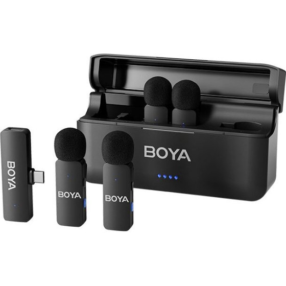 BOYA Wireless 4 Person 4-Channel Mini Lavalier USB-C 2.4GHz Microphone - (BY-V4U)